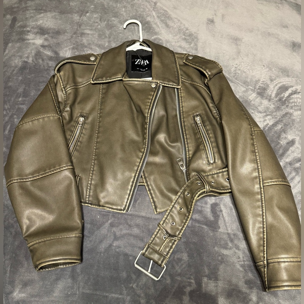 Zara Cropped Leather Jacket